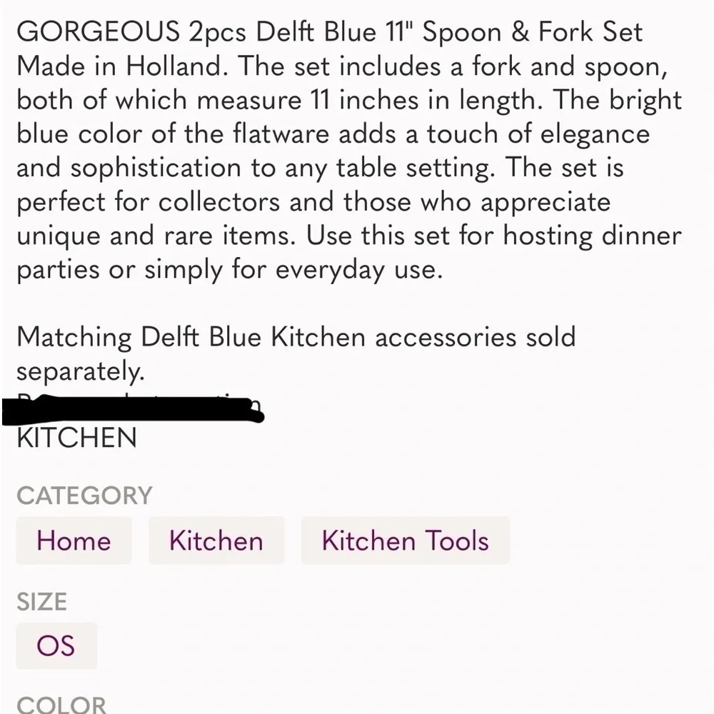 Rare Find! Vintage Blue Holland salad serving fork and spoon